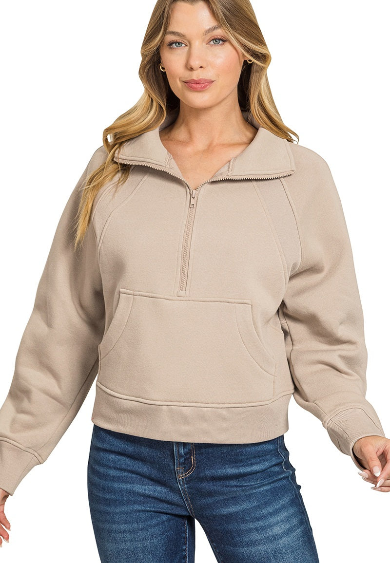 Solid 1/2 Zip Sweatshirt