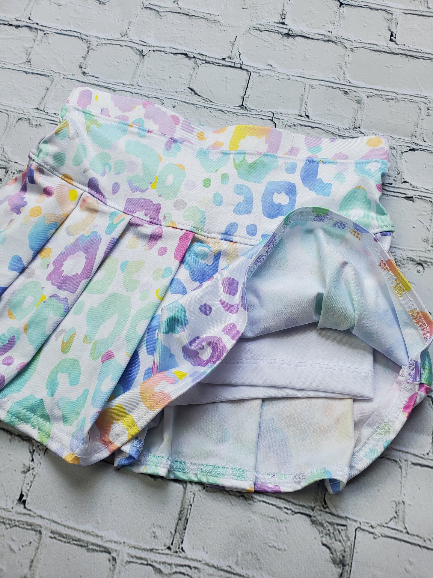 Pastel Leopard Pleated Skort