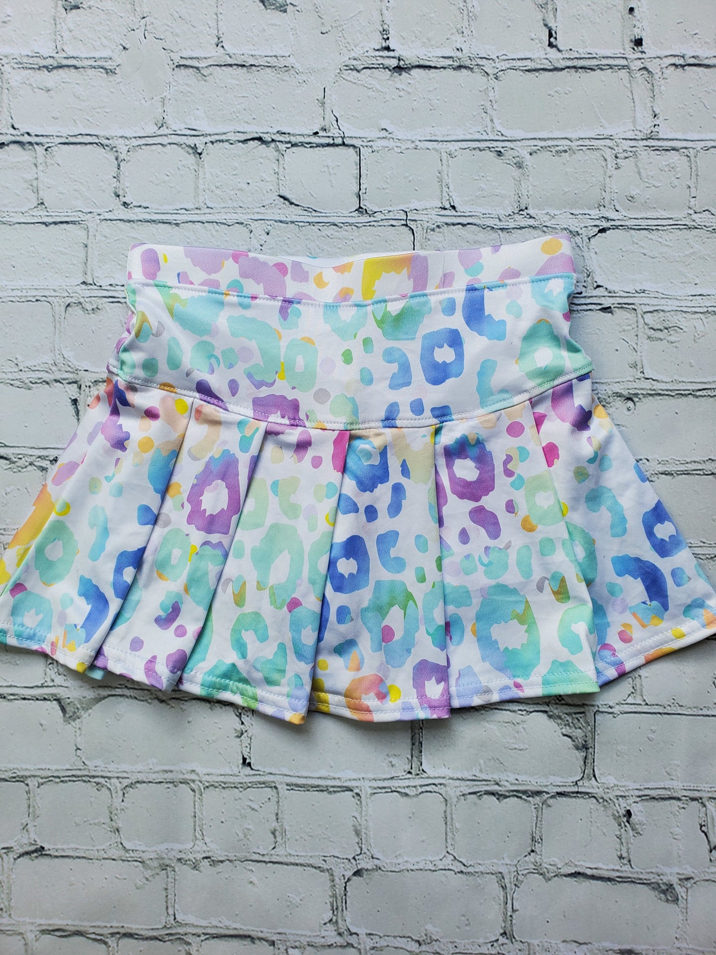 Pastel Leopard Pleated Skort