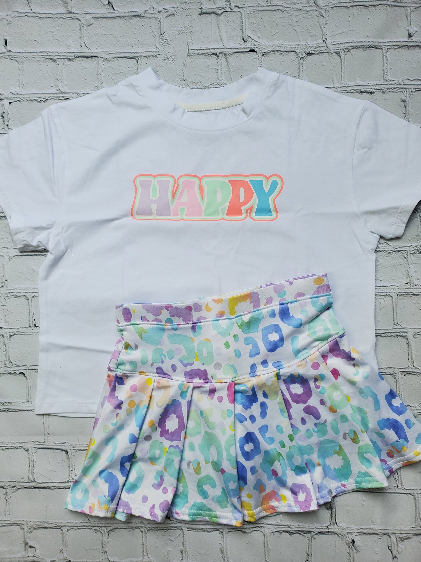 Pastel Leopard Pleated Skort