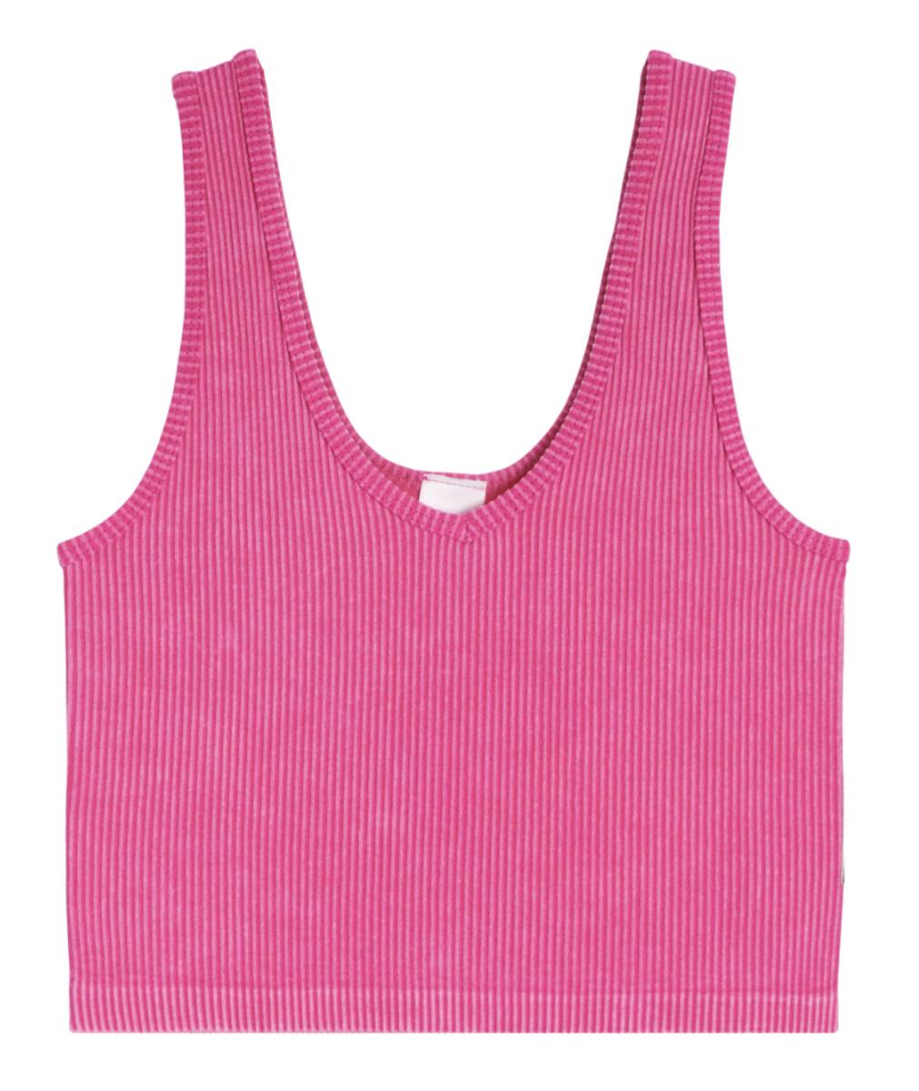 Mineral Wash Ribbed Brami - Pink