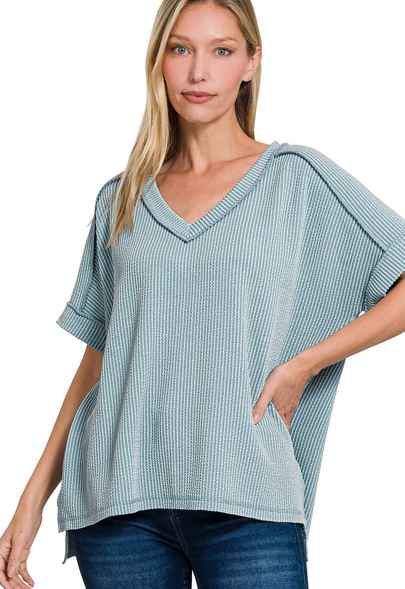 Ribbed Sabrina Top