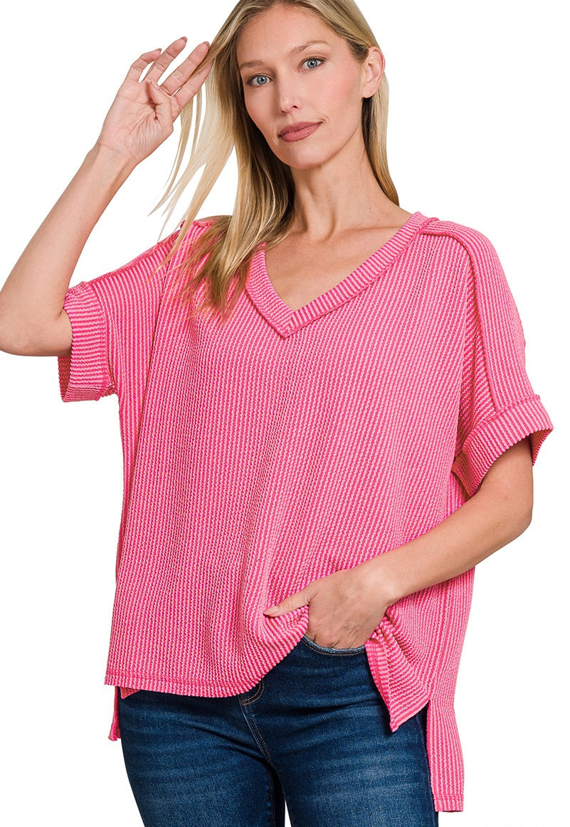 Ribbed Sabrina Top