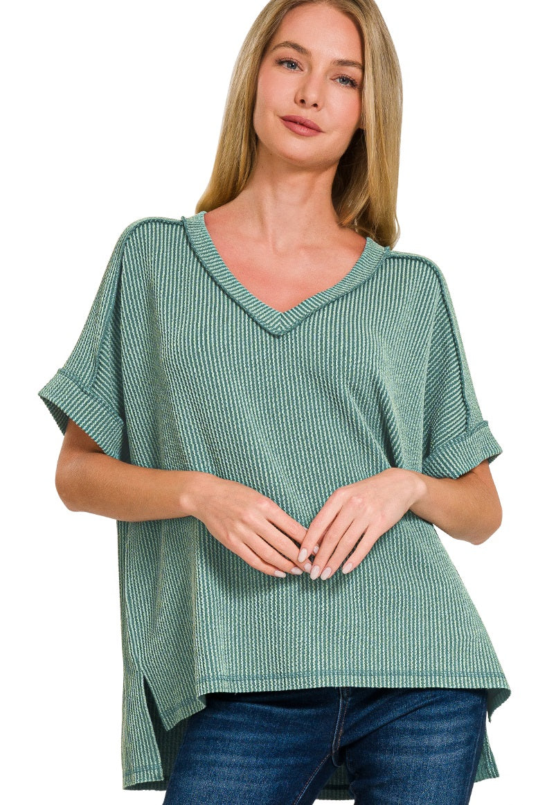 Ribbed Sabrina Top
