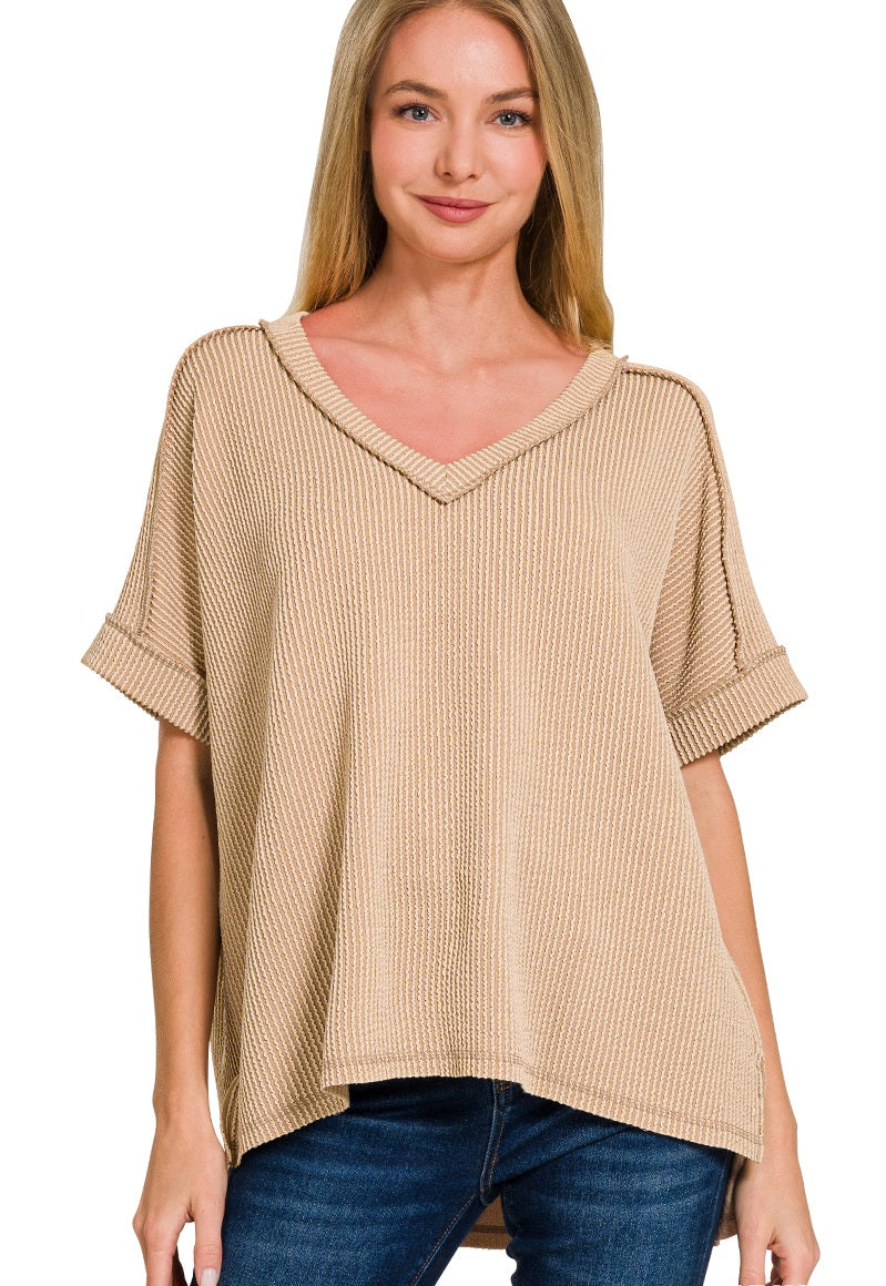 Ribbed Sabrina Top