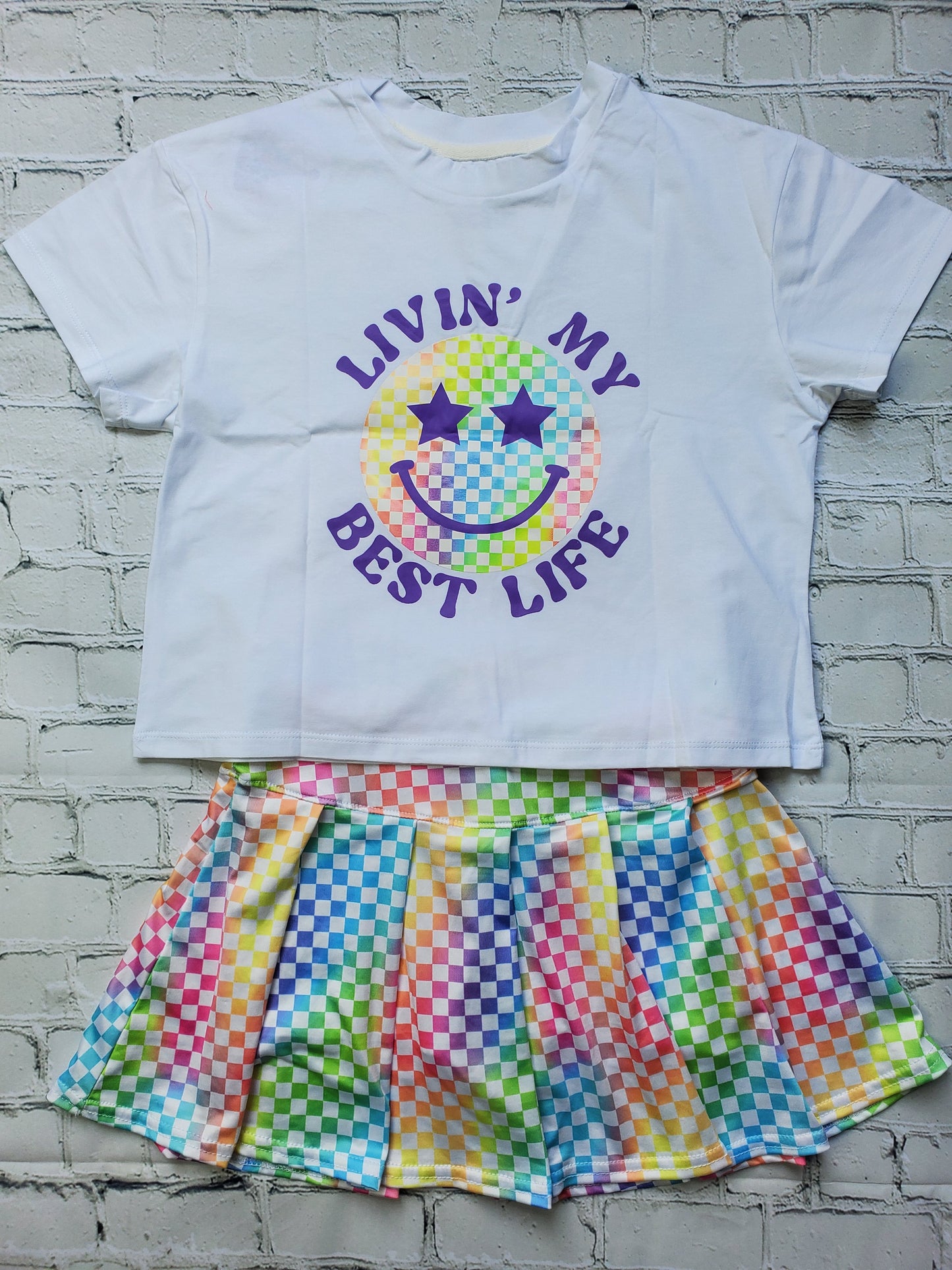 Pastel Neon Check Skort