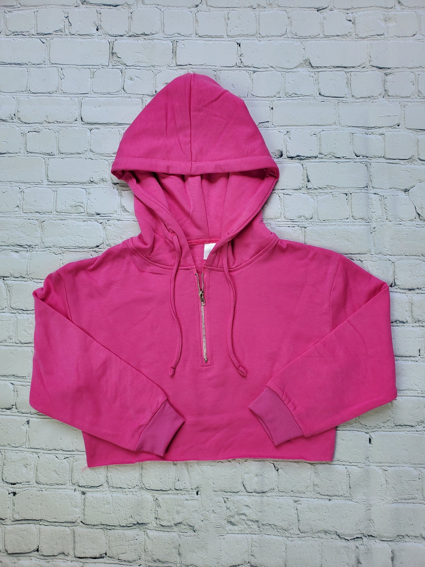 Soft brushed cotton hoodie with raw edge in pink