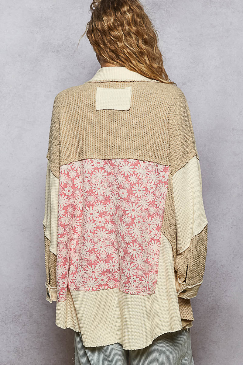Pink Floral Patchwork Shacket