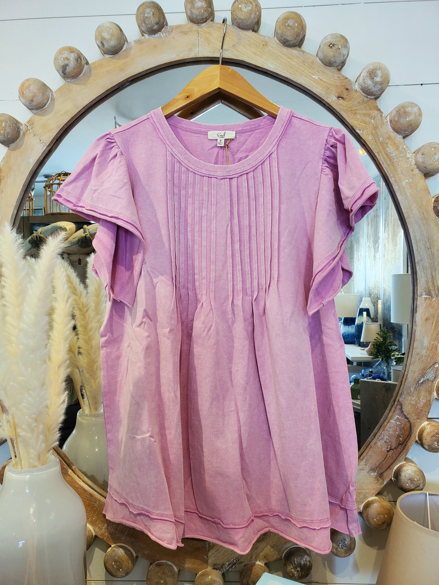 Pink Flutter Sleeve Top