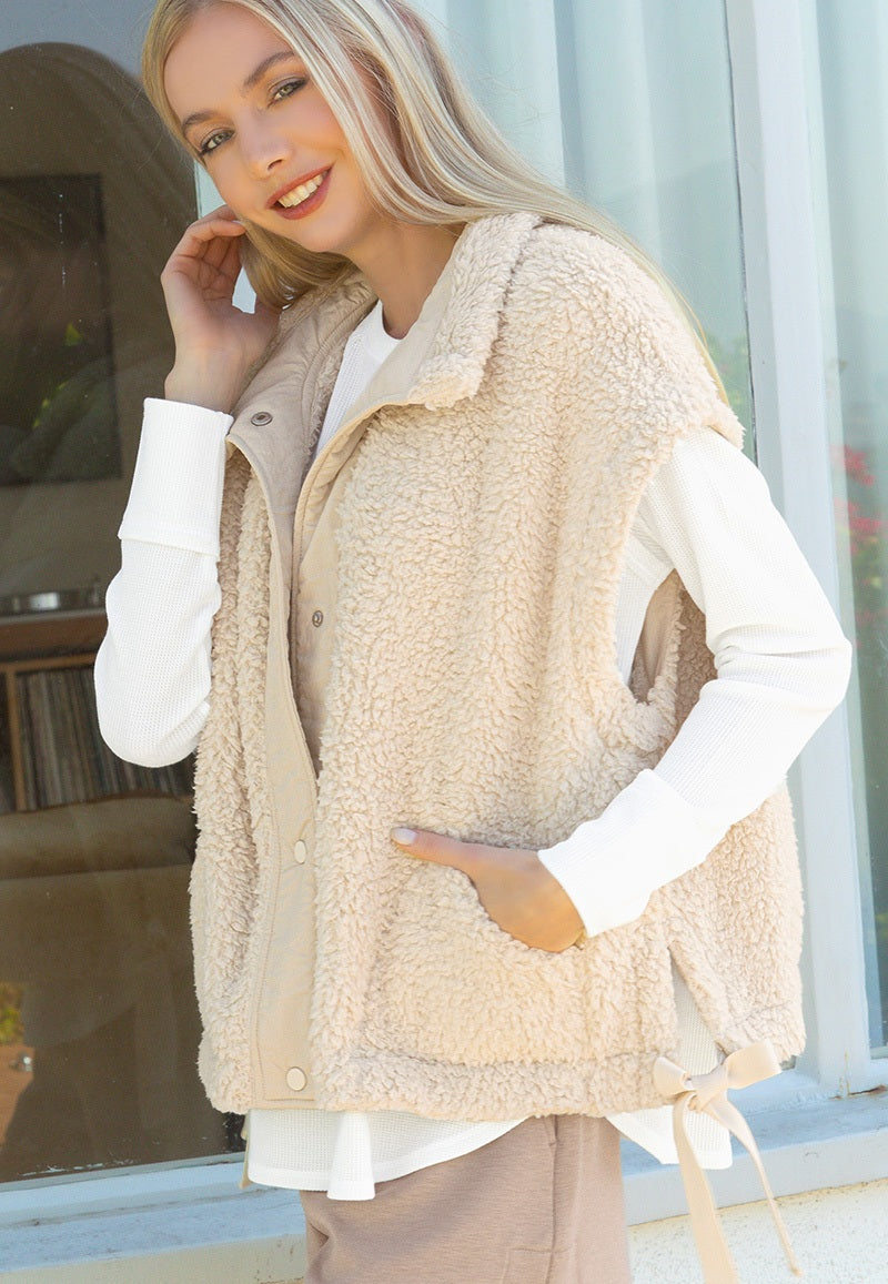 Sand Faux Fur Vest