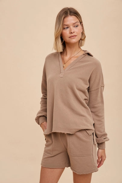 French Terry Collared Pullover