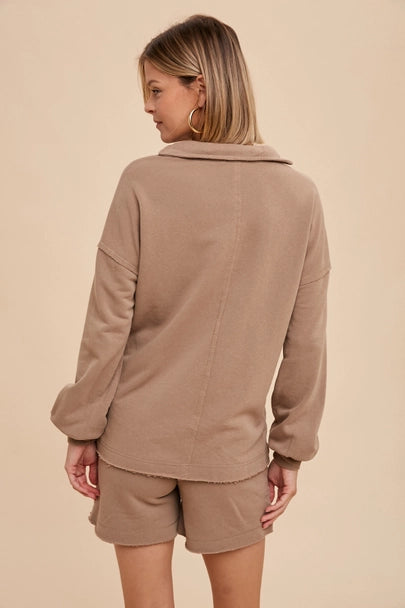 French Terry Collared Pullover