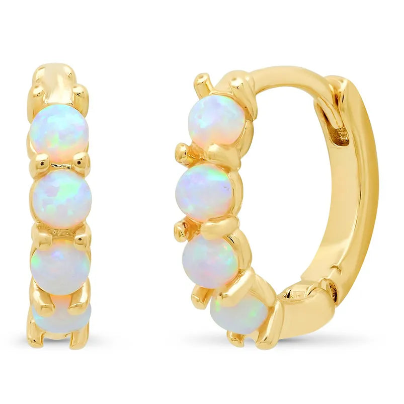 Stardust Opal Huggie Earrings