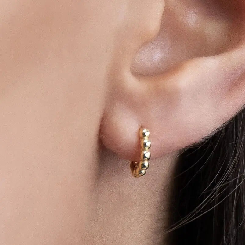 Gold Beaded Mini Huggie Earrings