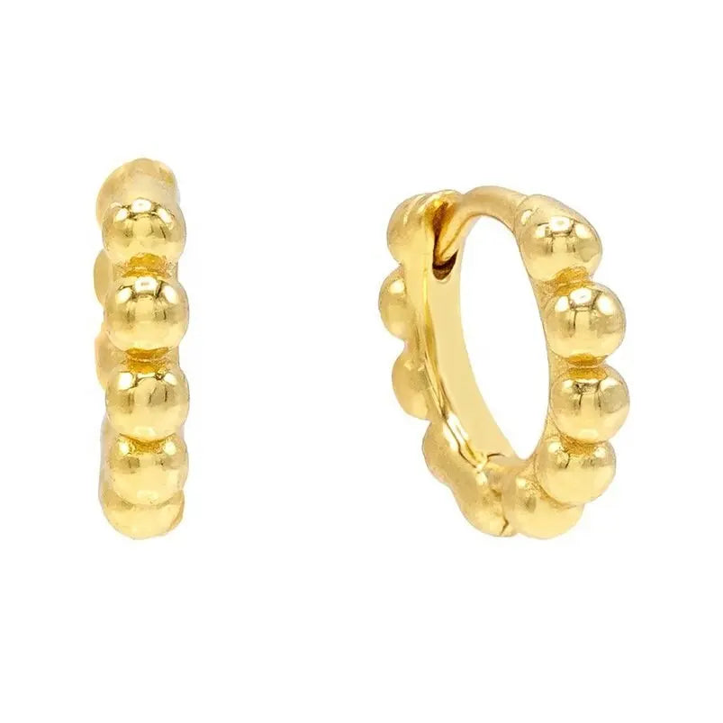 Gold Beaded Mini Huggie Earrings