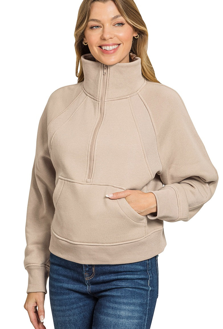 Solid 1/2 Zip Sweatshirt