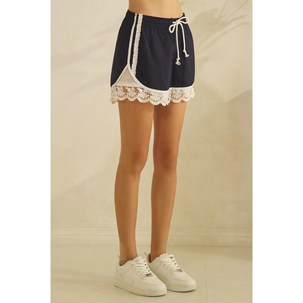 Lace Trim Track Shorts