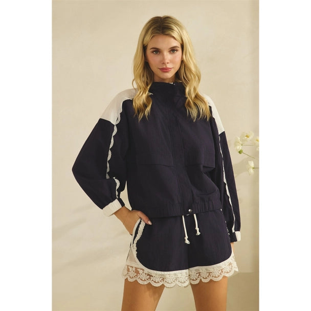 Lace Trim Track Jacket