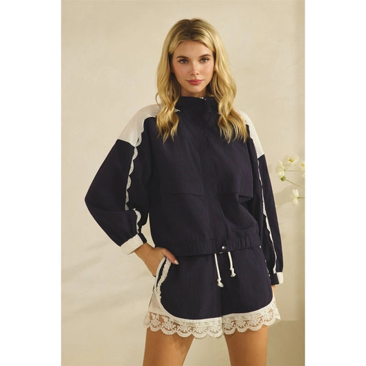 Lace Trim Track Jacket