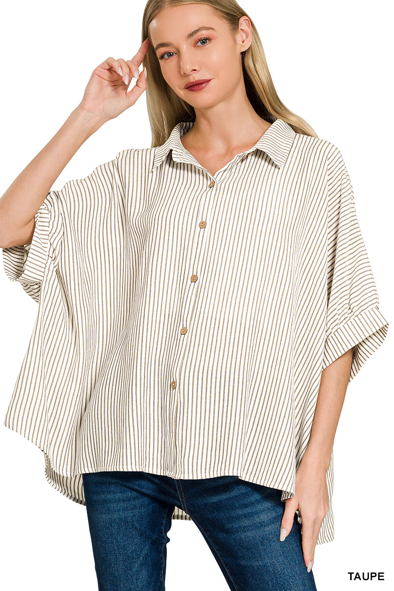 Stripe Dolman Button Down
