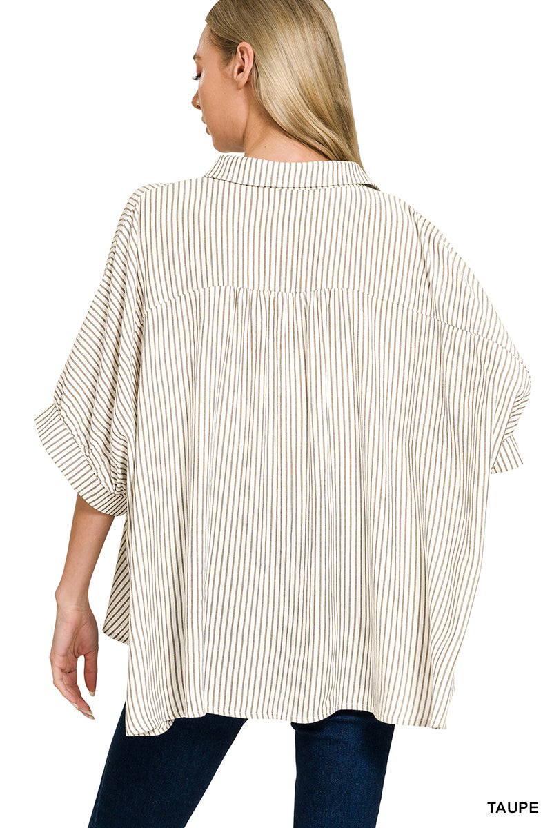 Stripe Dolman Button Down