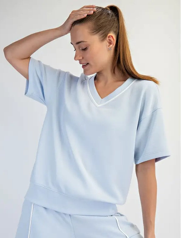 Piped Modal V-Neck