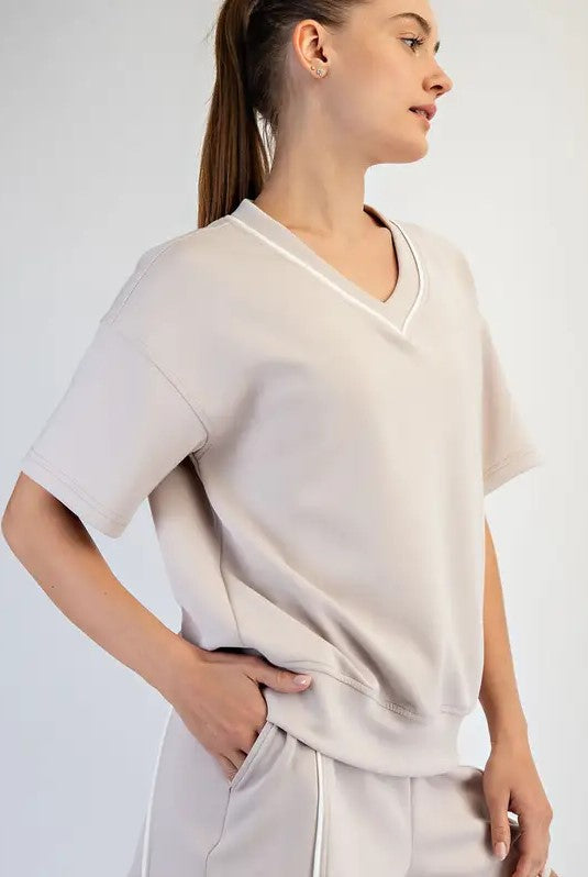 Piped Modal V-Neck