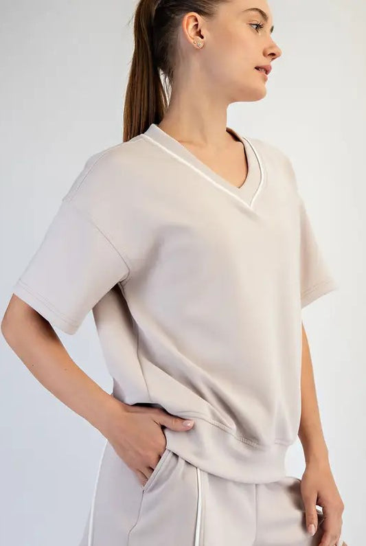 Piped Modal V-Neck