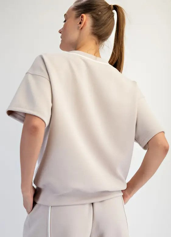 Piped Modal V-Neck