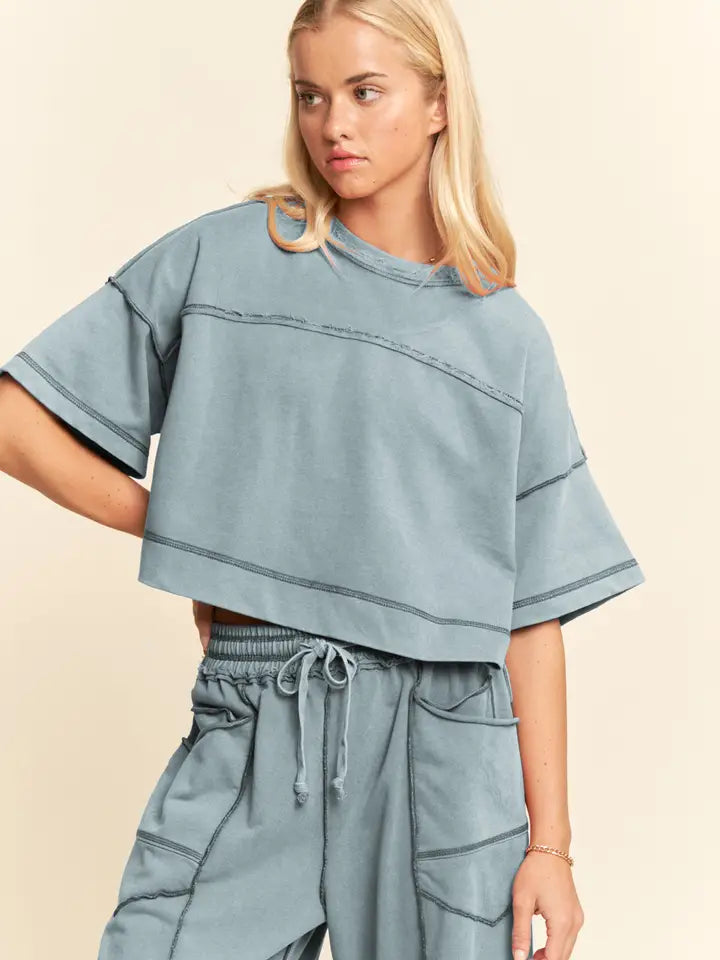 Mineral Washed Barrel Pants Set