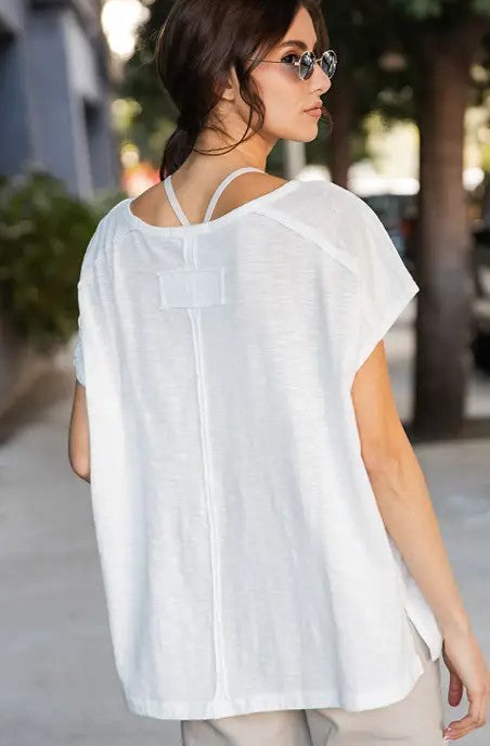Slub Oversized Short Sleeve Top