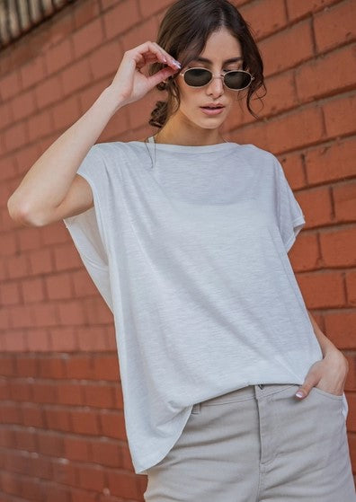 Slub Oversized Short Sleeve Top